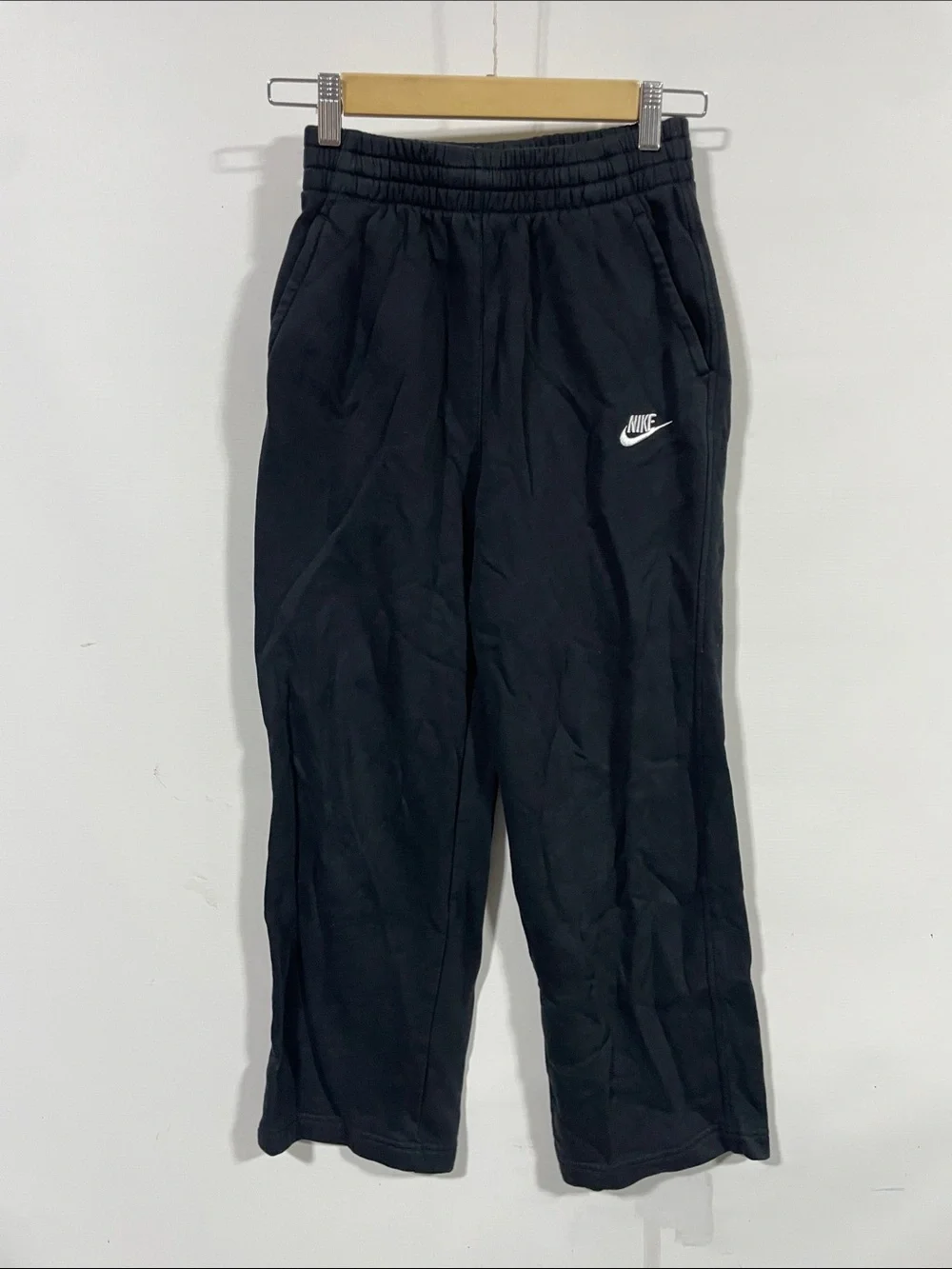 Nike Kids Black Fleece Joggers with White Swoosh